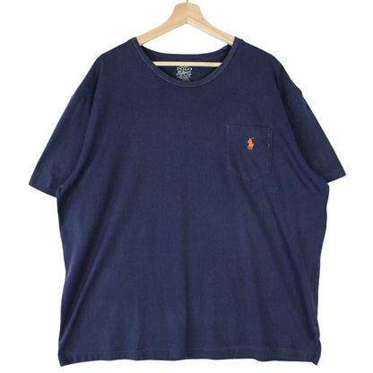 Polo Ralph Lauren navy blue short sleeve cotton t-shirt with chest pocket and logo.