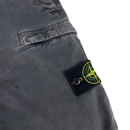 Stone Island navy blue cotton cargo shorts with logo patch and side pockets.