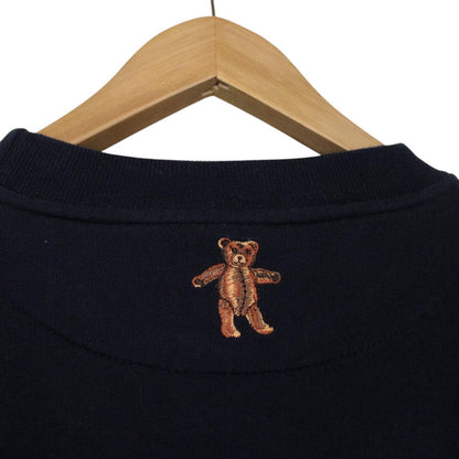 Vintage Burberry Embroidered Bear Print Navy Blue Cotton Sweatshirt