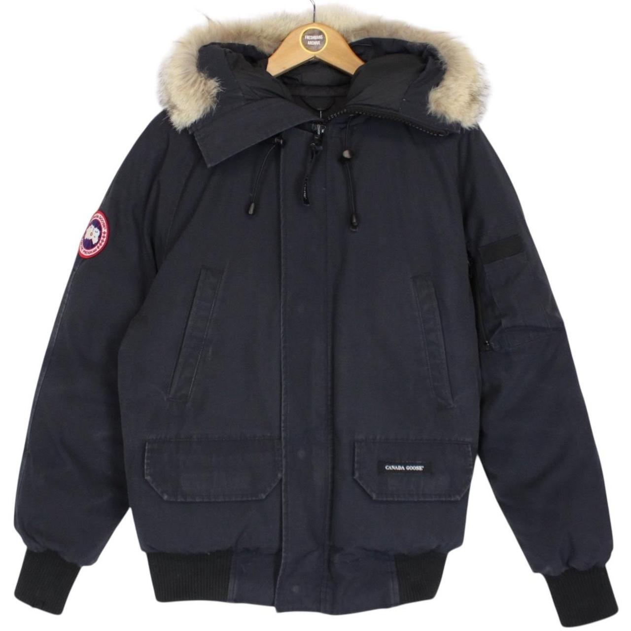 Canada Goose Navy Blue Chilliwack Bomber Down Jacket with Fur Trim