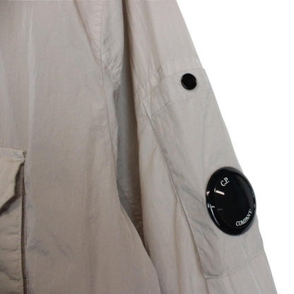 CP Company Beige Chrome-R Nylon Garment Dyed Lens Overshirt Jacket