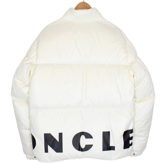 Moncler Friesian White and Black Logo Print Down Jacket