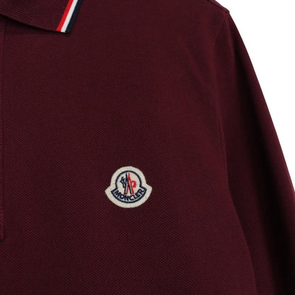 Moncler Maglia Manica Lunga Burgundy Long Sleeve Cotton Polo Shirt