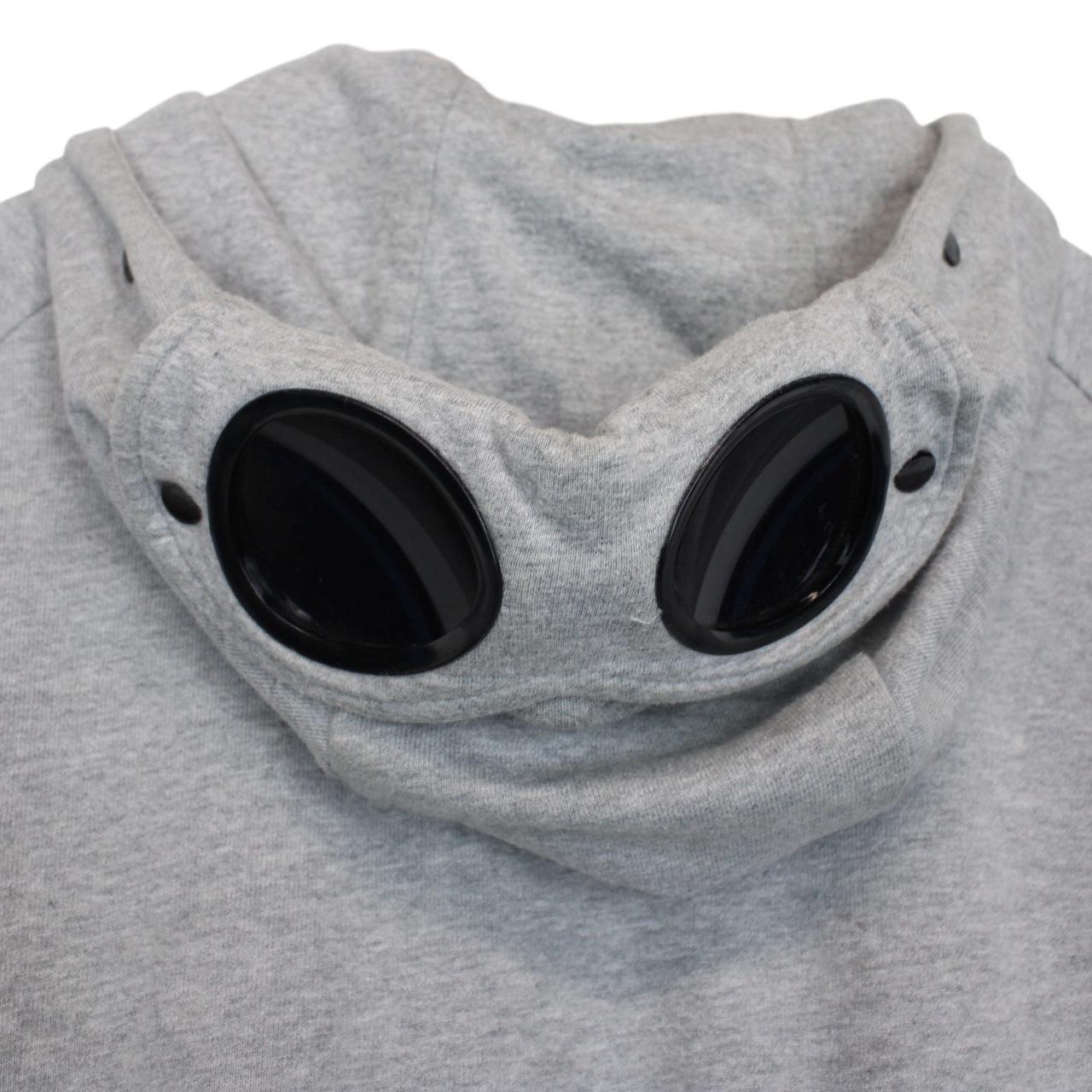 CP Company Grey Cotton Full Zip Goggle Hoodie Jumper