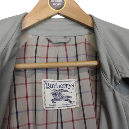 Vintage 80s Burberry Grey Double Breasted Belted Trench Coat