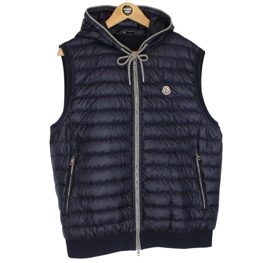 Moncler Maglia Navy Blue Full Zip Hooded Down Gilet