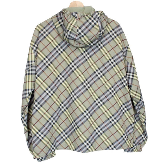 Burberry Green EKD Nova Check Full Zip Nylon Hooded Reversible Jacket