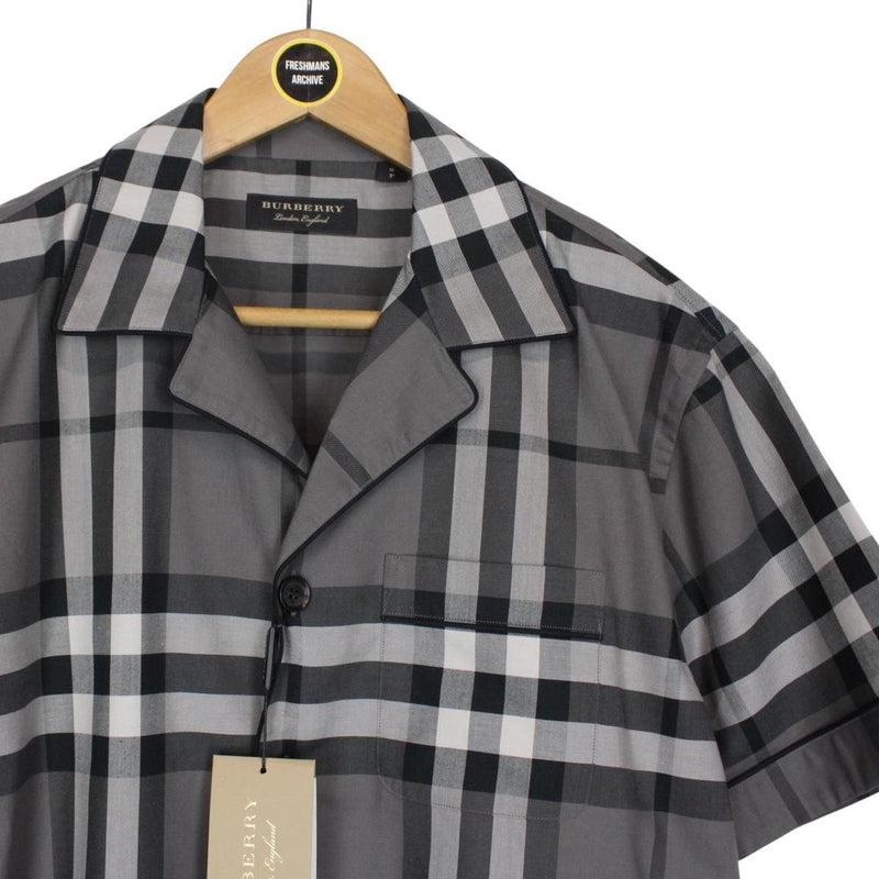 Burberry Grey Paignton Nova Check Short Sleeve Cotton Shirt