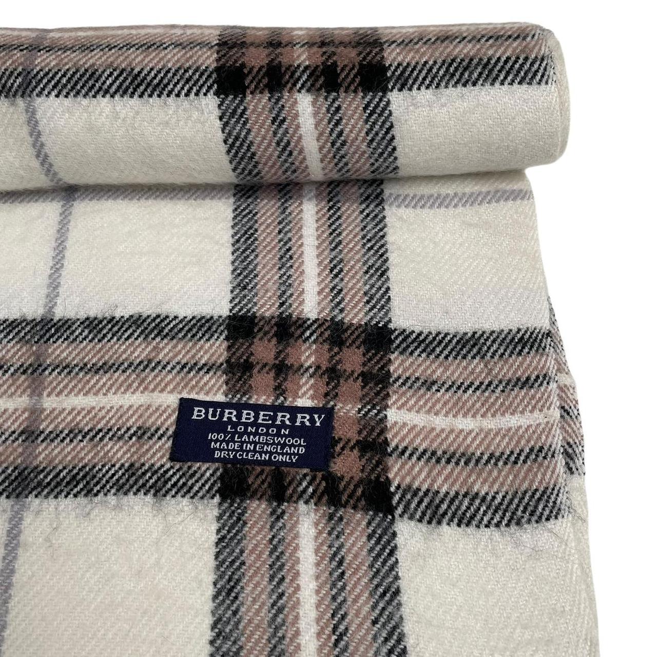 Vintage 90s Burberry Cream Nova Check Lambswool Scarf