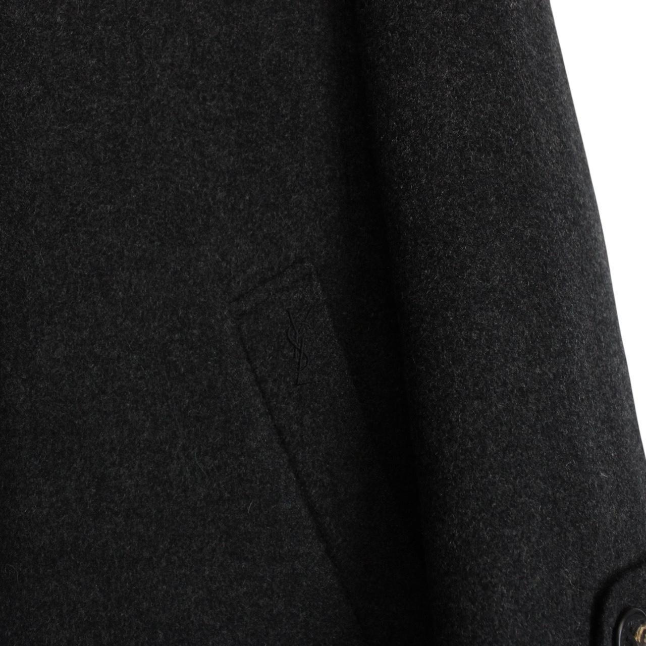 Vintage 90s Yves Saint Laurent Dark Grey Wool Blend Peacoat