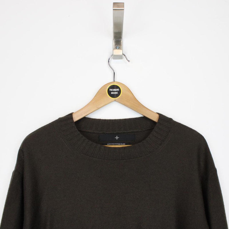 Vintage Stone Island Denims AW 2003 Khaki Brown Wool Knit Jumper