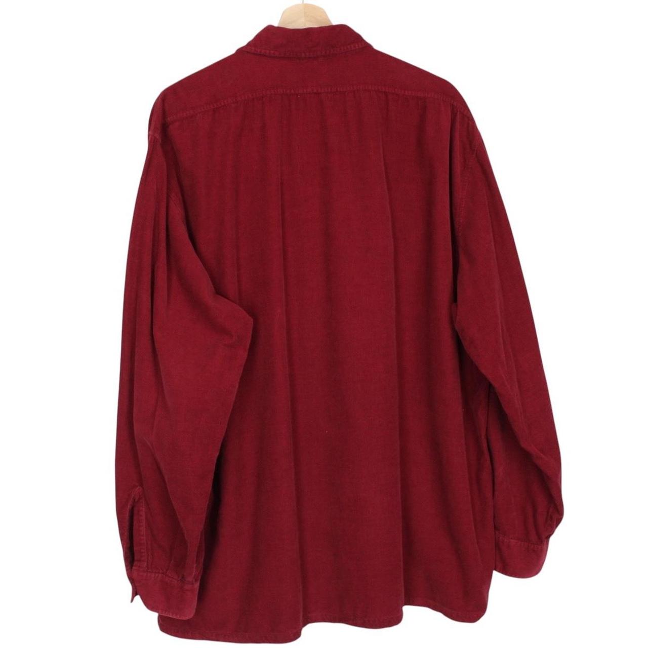 Stone Island AW 1996 Red Long Sleeve Green Edge Badge Corduroy Shirt