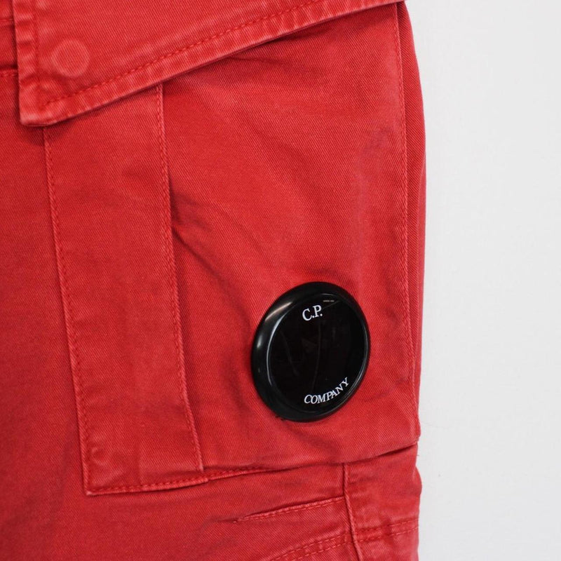 CP Company Red Cotton Lens Cargo Shorts