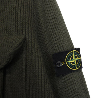Stone Island AW 2009 Green Heavy Wool Knit Military Style Jumper