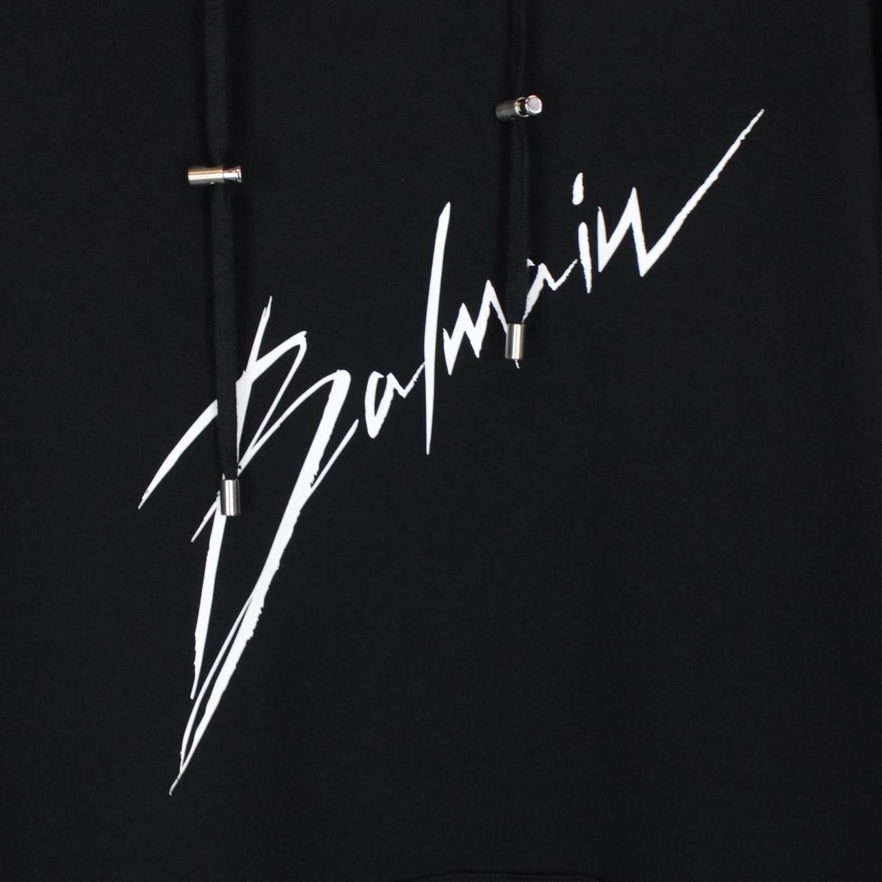 Balmain Paris Black and White Signature Logo Print Hoodie Jumper