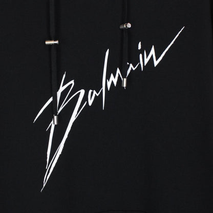 Balmain Paris Black and White Signature Logo Print Hoodie Jumper