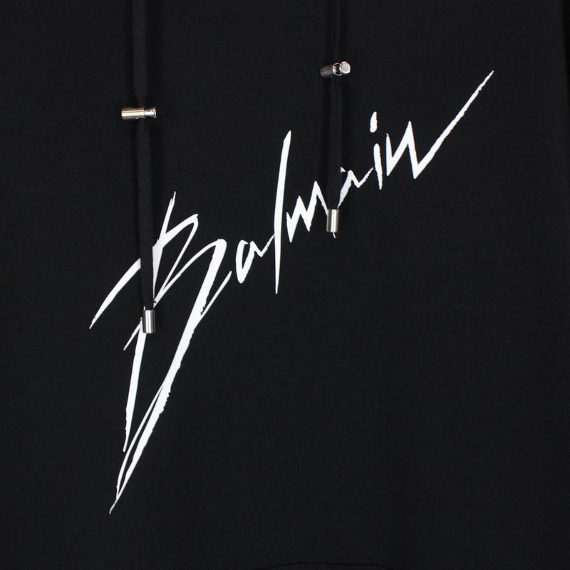Balmain Paris Black and White Signature Logo Print Hoodie Jumper