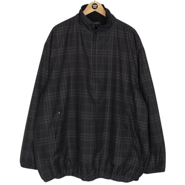 Vintage Burberry Golf Black 1/4 Zip Nova Check Smock Jacket