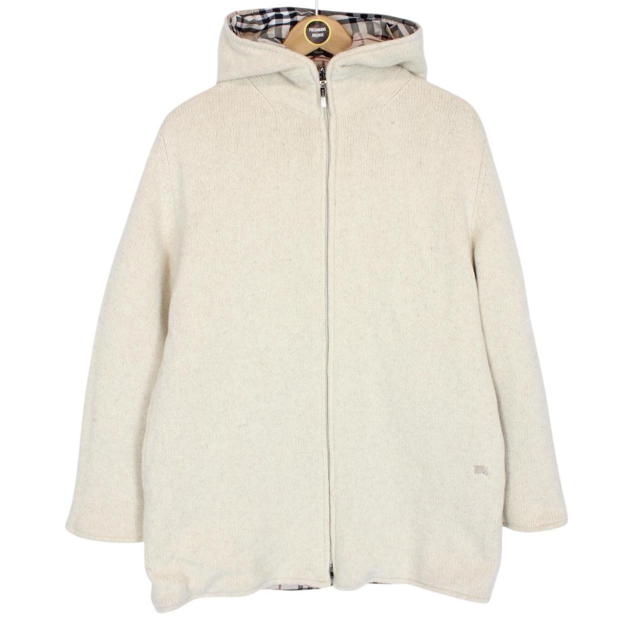 Vintage 90s Burberry Beige and Cream Nova Check Reversible Wool Jacket