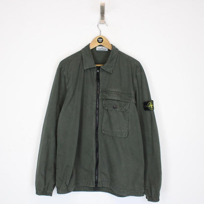 Stone Island AW 2020 Dark Green Full Zip Cotton Overshirt Jacket