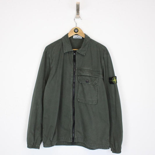 Stone Island AW 2020 Dark Green Full Zip Cotton Overshirt Jacket