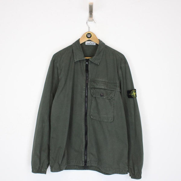 Stone Island AW 2020 Dark Green Full Zip Cotton Overshirt Jacket
