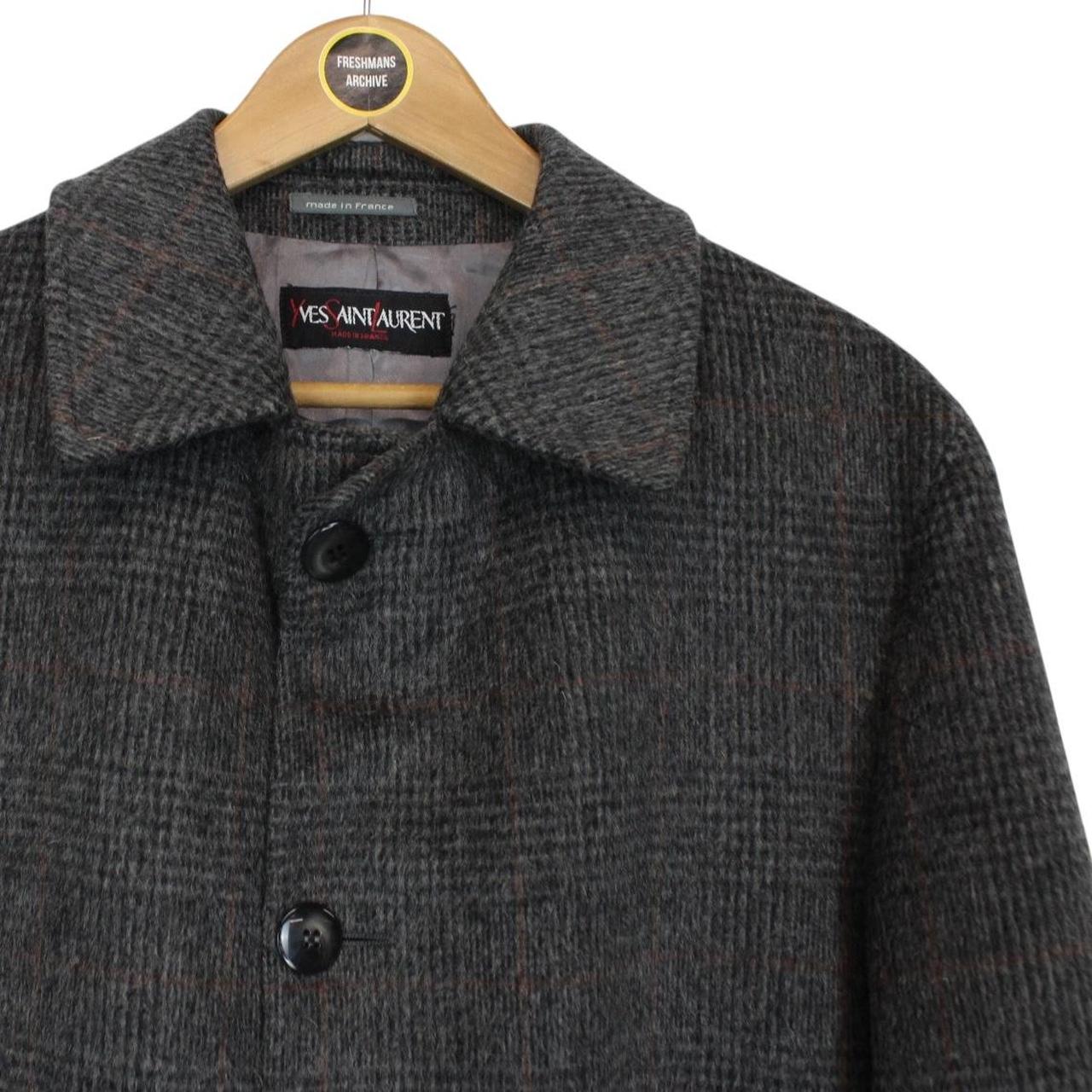 Vintage 90s Yves Saint Laurent Grey Virgin Wool Overcoat