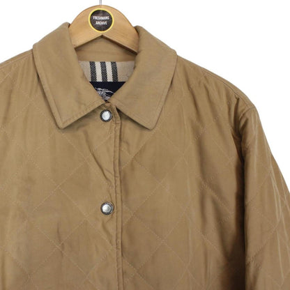 Vintage Burberry London Tan Brown Nova Check Lined Quilted Jacket