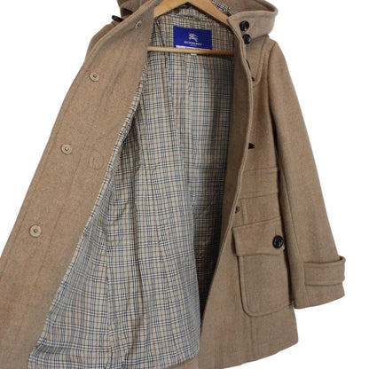 Vintage Burberry Blue Label Beige Nova Check Wool Duffle Coat
