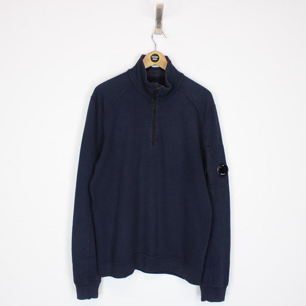 CP Company Navy Blue 1/4 Zip Lens Sweatshirt Jumper