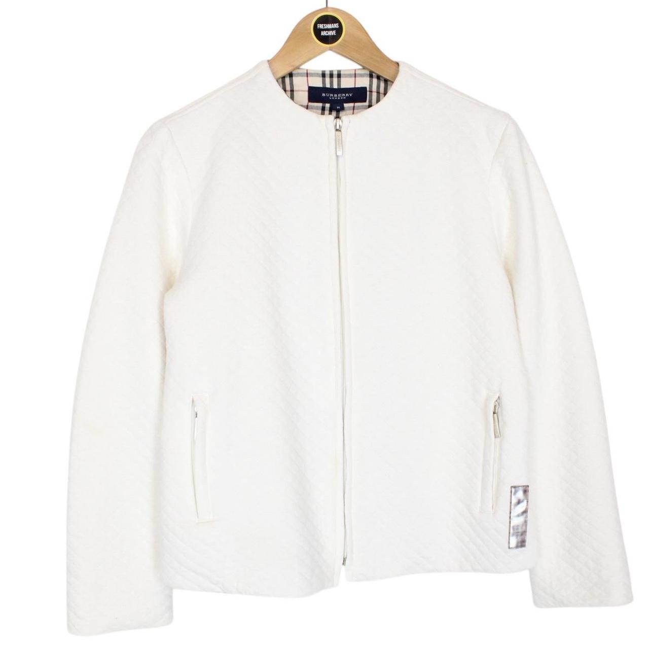 Vintage Burberry London White Nova Check Cotton Full Zip Sweatshirt