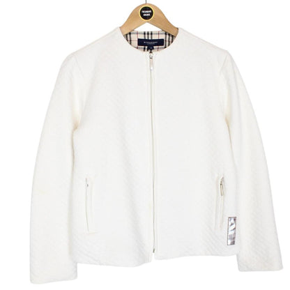 Vintage Burberry London White Nova Check Cotton Full Zip Sweatshirt