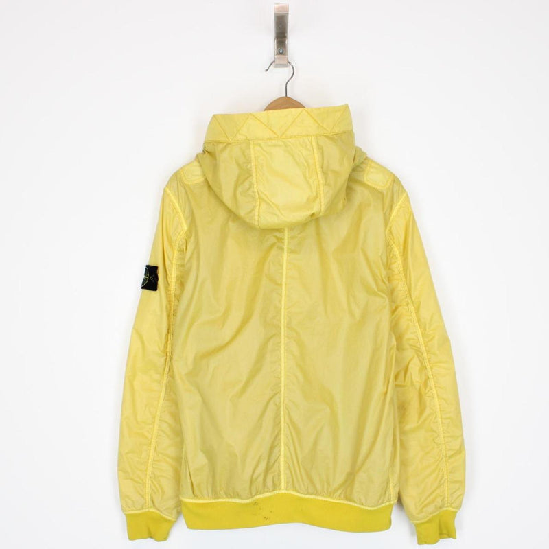 Stone Island AW 2018 Yellow Full Zip Lamy Flock Nylon Hooded Jacket
