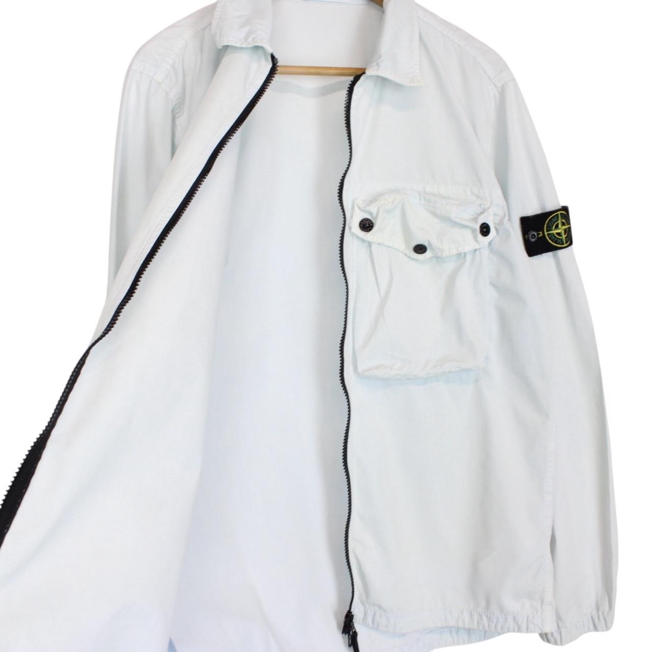 Stone Island SS 2021 Pale Blue Full Zip Cotton Overshirt Jacket