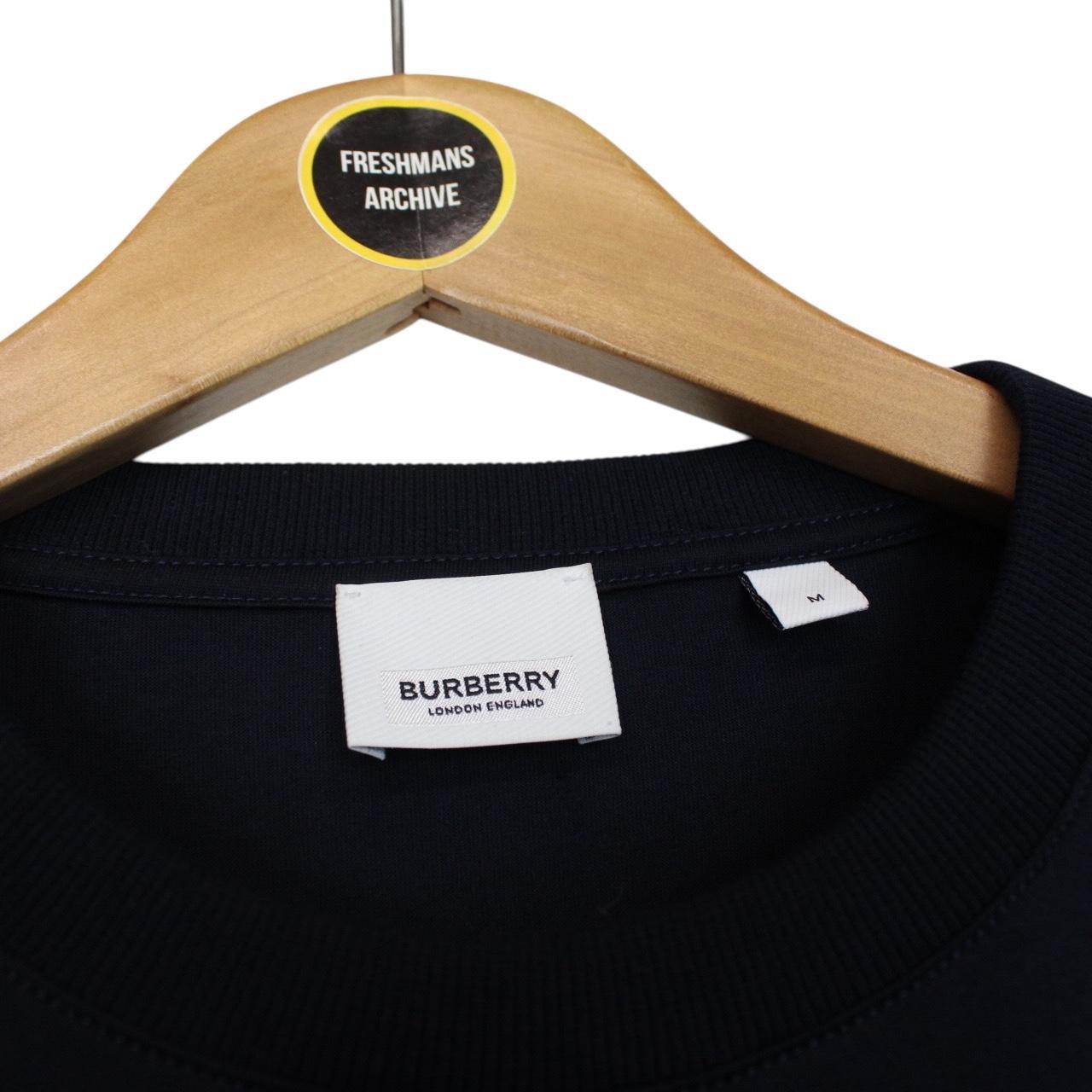 Burberry Navy Blue and White Logo Print Short Sleeve T-Shirt