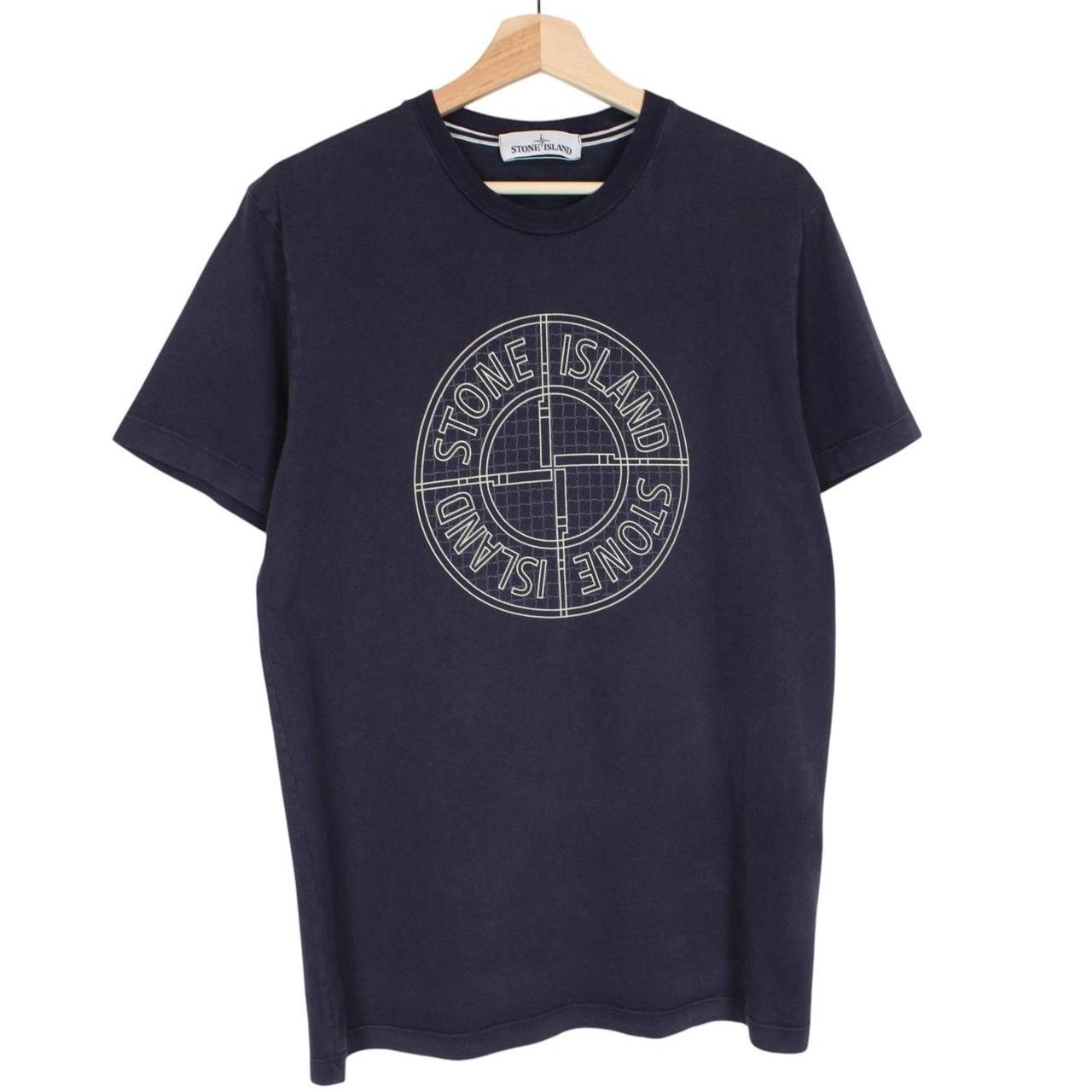 Stone Island AW 2016 Navy Blue Short Sleeve Cotton Logo Print T-Shirt