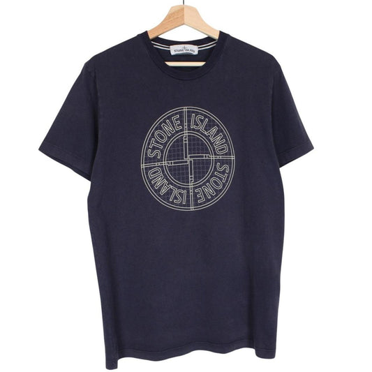 Stone Island AW 2016 Navy Blue Short Sleeve Cotton Logo Print T-Shirt
