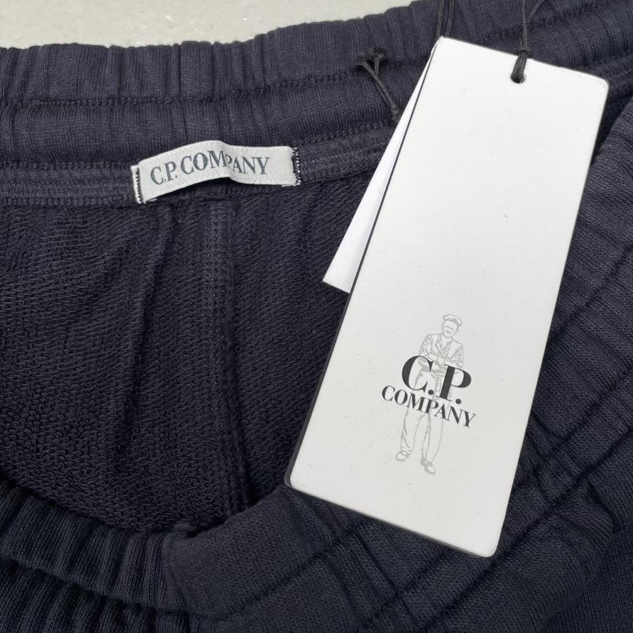 CP Company Navy Blue Cotton Embroidered Logo Cargo Jogger Shorts