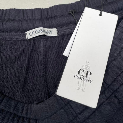 CP Company Navy Blue Cotton Embroidered Logo Cargo Jogger Shorts