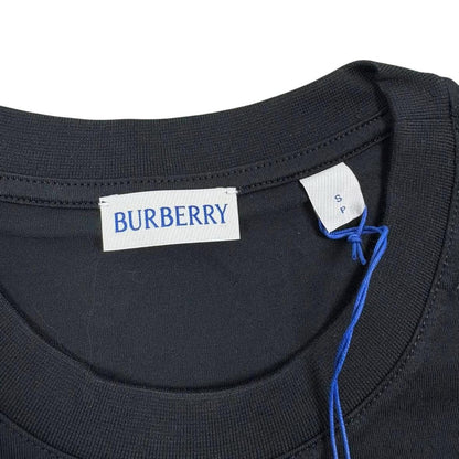 Burberry black cotton t-shirt with Nova Check pocket and logo detail.