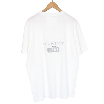 Givenchy Paris White and Black Logo Print Short Sleeve Cotton T-Shirt