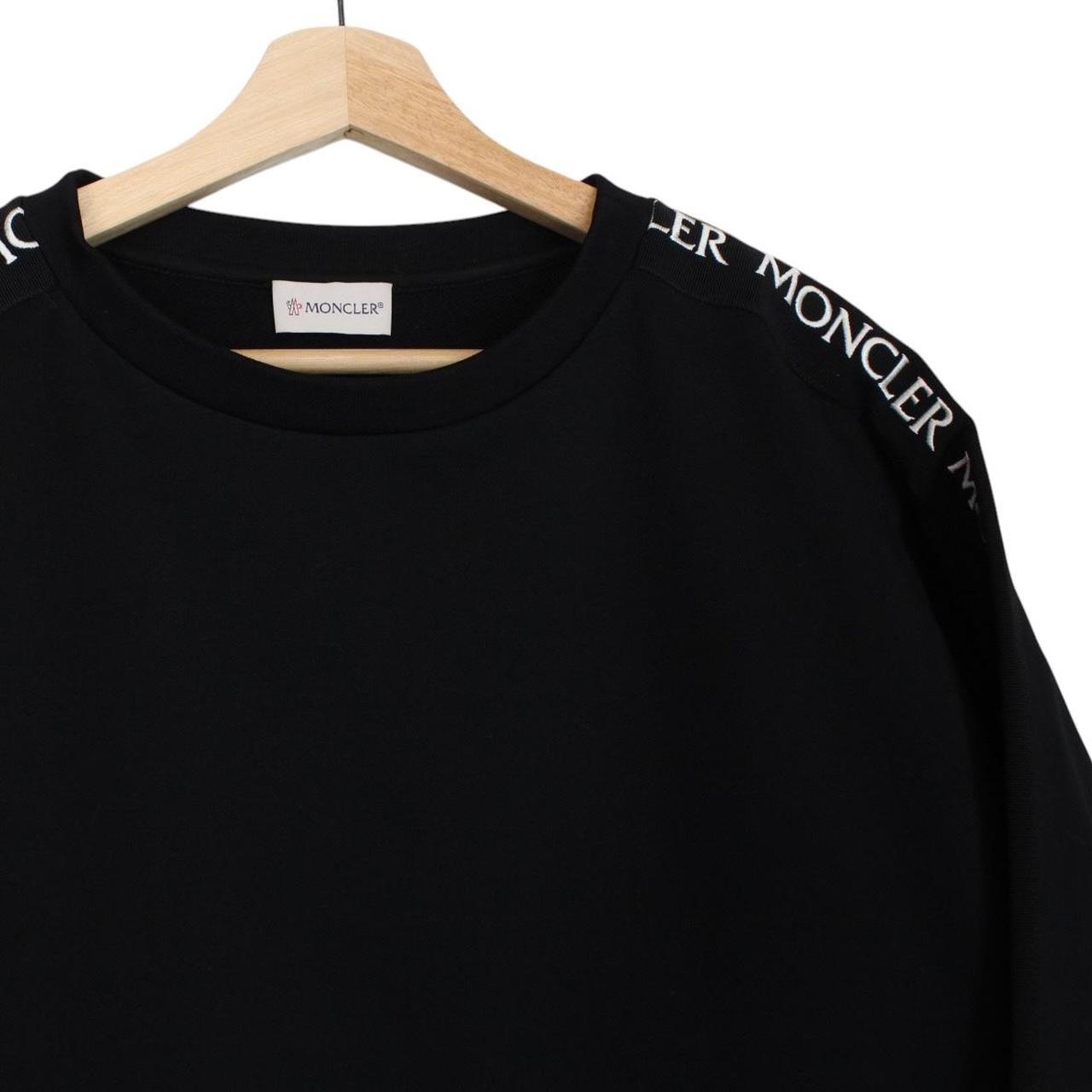 Moncler Black and White Logo Tape Print Cotton Sweatshirt