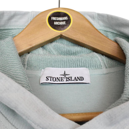 Stone Island Marina SS 2023 Light Blue Plated Dyed Cotton Hoodie Jumper