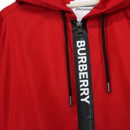 Burberry Red and Black Logo Tape Econyl Full Zip Hooded Jacket