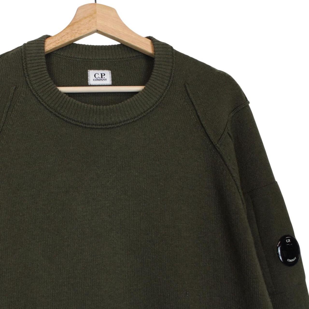 CP Company Khaki Green Wool Blend Knit Lens Jumper