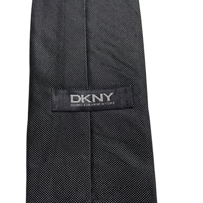 DKNY black silk tie with classic design and subtle sheen.