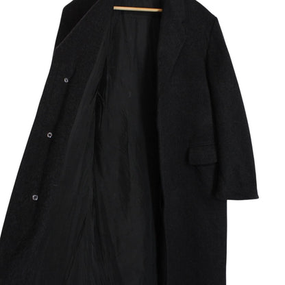 Vintage 90s Yves Saint Laurent Dark Grey Virgin Wool Overcoat