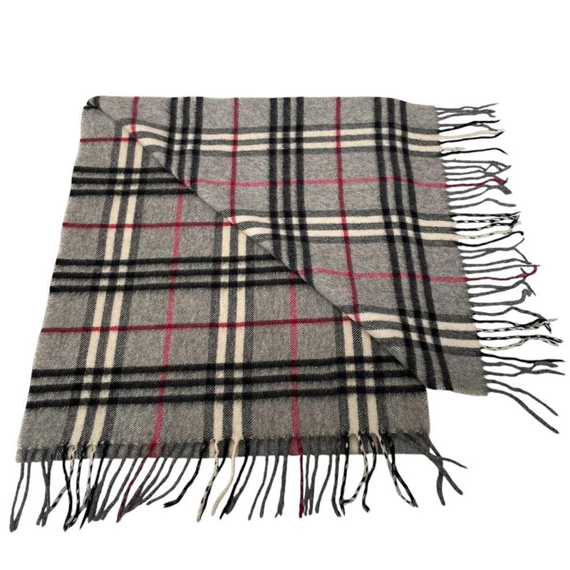 Vintage 90s Burberry Grey Nova Check Lambswool Scarf