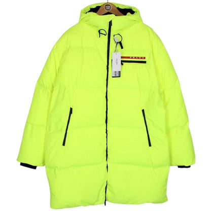 Prada Linea Rossa Luminescent Yellow Hooded Down Puffer Coat