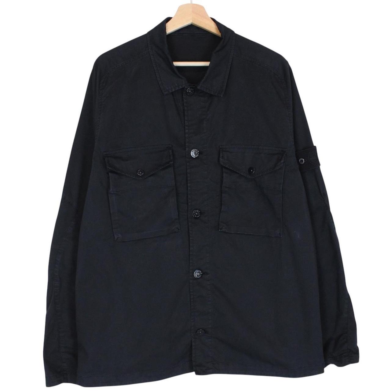 Stone Island Ghost SS 2020 Navy Blue Thick Cotton Button Up Overshirt